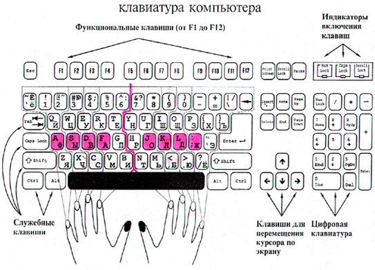 Расположение рук на клавиатуре Методы письма на клавиатуре