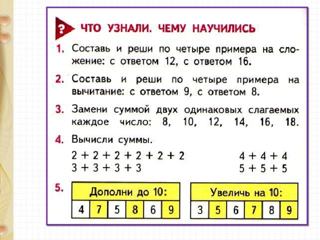 Табличное сложение и вычитание 1 класс презентация