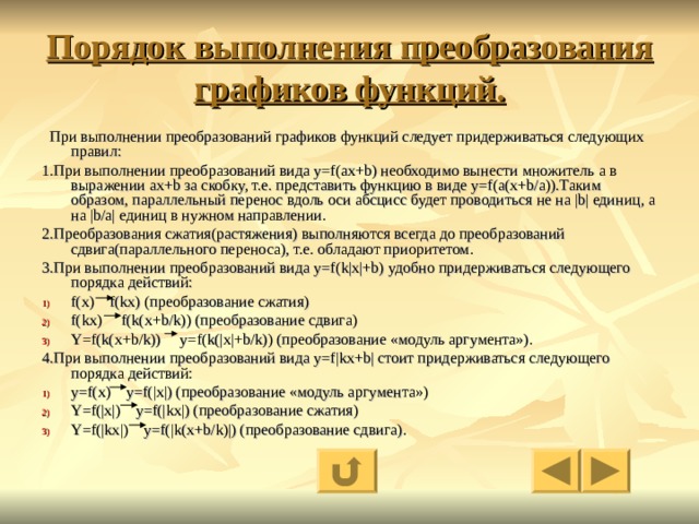 Преобразование функций и действия над ними презентация