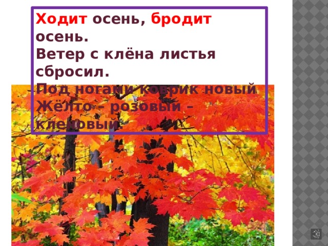 Ходит осень бродит осень. Ходит осень бродит осень ветер с клена листья сбросил. Стих ходит осень бродит.