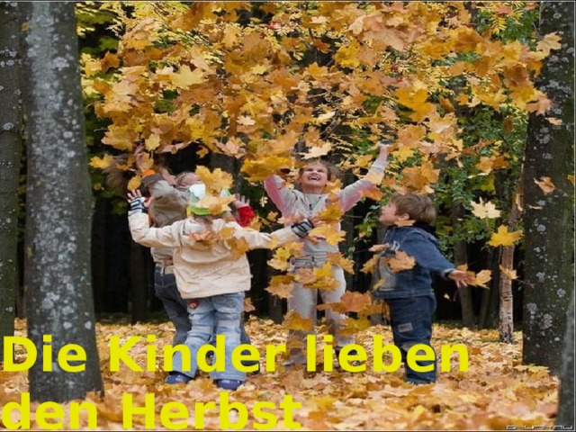 Die Kinder lieben den Herbst 