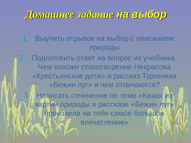 Описание картин природы в рассказе бежин луг. Cочинение «Картины природы в рассказе И