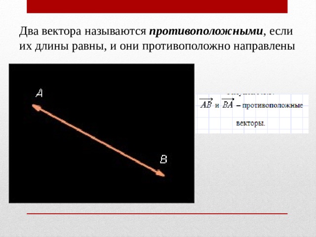 Называются противоположно. Два вектора называются противоположными если. Два вектора называются равными, если их длины равны.. Два нулевых вектора называются противоположными если. Два вектора называются  если их длины и они противоположно направлены.