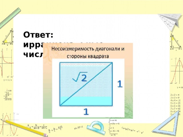 Ответ: иррациональные числа .