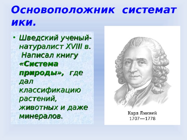 Линней основатель систематики. Ученые натуралисты в классической биологии. Линий считают основоположником систематики потому что....