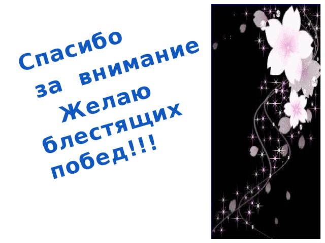 Спасибо  за внимание  Желаю блестящих побед!!! 