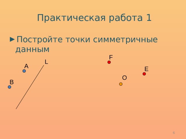  Практическая работа 1 Постройте точки симметричные данным F L А E O В  