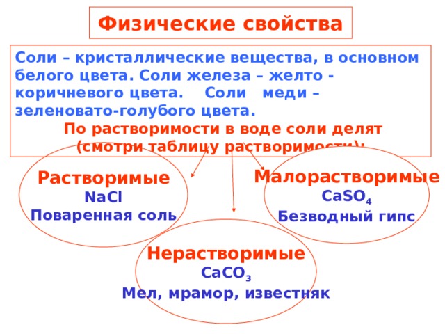 Медь стол соль это вещество