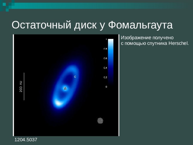 Остаточный диск у Фомальгаута Изображение получено  с помощью спутника Herschel. 