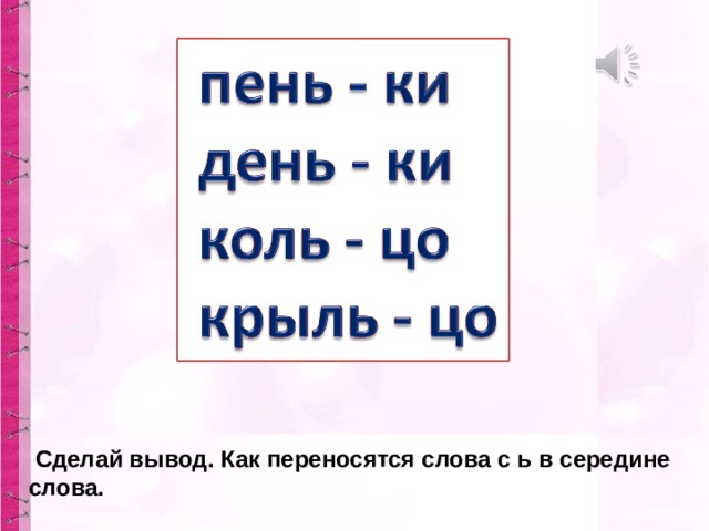 Перенос слов с мягким знаком 1 класс презентация