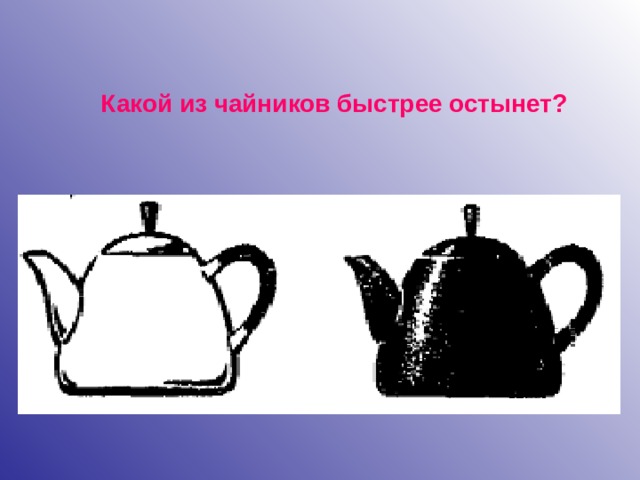 Какой из чайников быстрее остынет? 
