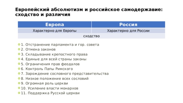 Сравните европейский абсолютизм и российское самодержавие. Европейский абсолютизм и российское самодержавие сходство. Европейский абсолютизм и российское самодержавие различия сходства. Различия европейского абсолютизма и российского самодержавия. Европа абсолютизм и российское самодержавие сходство и различие.