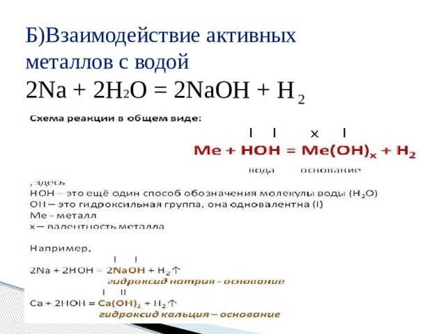 В результате каких реакций образуется водород. Взаимодействие с активными металлами.