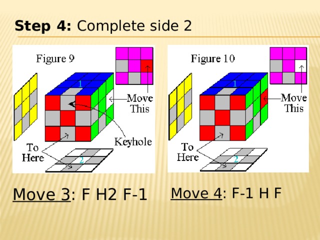 Step 4 : Complete side 2 Move 3 : F H2 F-1 Move 4 : F-1 H F 