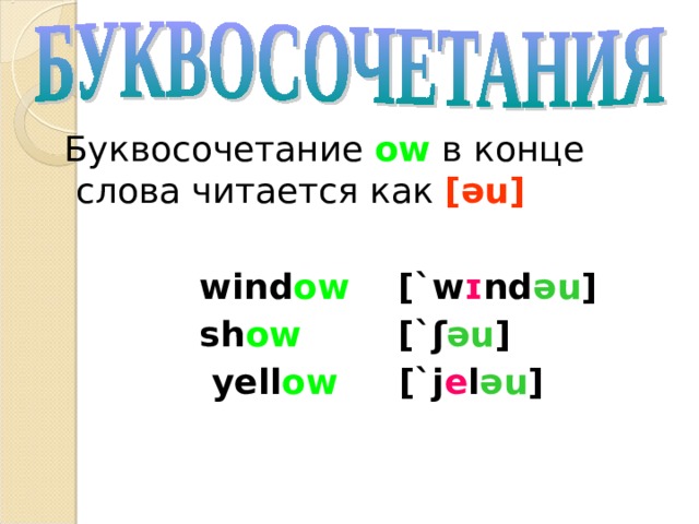 Чтение буквосочетаний в английском языке презентация