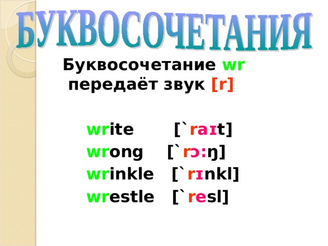 Буквосочетания в английском языке презентация