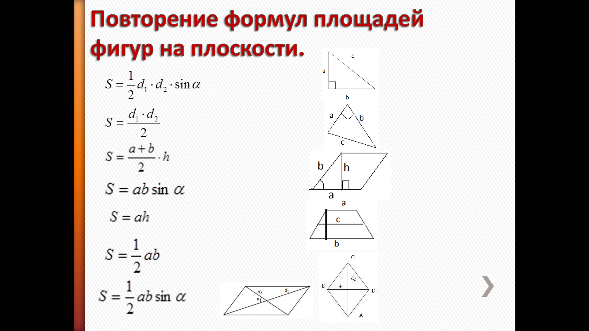Многоугольники 10 класс геометрия. Простые фигуры. Площади простых фигур. Повторение площадей. Формулы по геометрии вычисление.