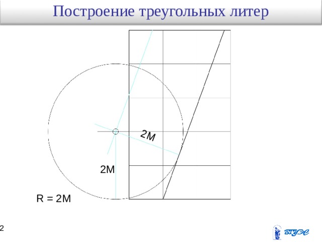 Построение треугольных литер 2M  2M R = 2M 21 22 