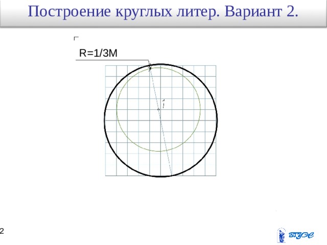 Построение  круглых литер. Вариант 2. R=1/3M 31 32 