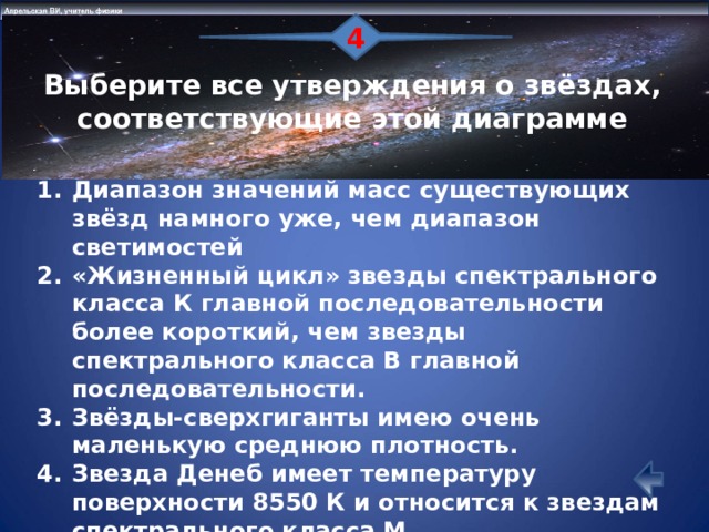 Выберите два утверждения о звездах которые соответствуют диаграмме температура звезд спектрального