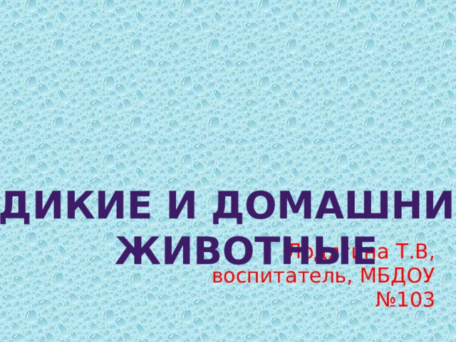 Дикие и домашние  животные Лодягина Т.В, воспитатель, МБДОУ №103 