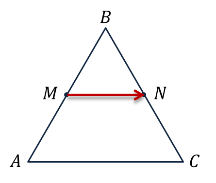 Mn средняя линия равностороннего треугольника авс со стороной равной 50 см найдите длину вектора mn