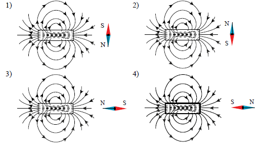 На рисунке показаны постоянный магнит и несколько линий