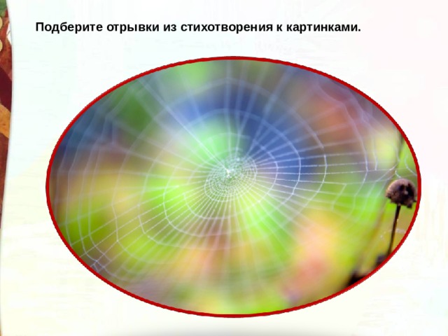 Подберите отрывки из стихотворения к картинками. 