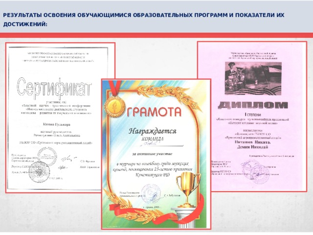  РЕЗУЛЬТАТЫ ОСВОЕНИЯ ОБУЧАЮЩИМИСЯ ОБРАЗОВАТЕЛЬНЫХ ПРОГРАММ И ПОКАЗАТЕЛИ ИХ ДОСТИЖЕНИЙ:   