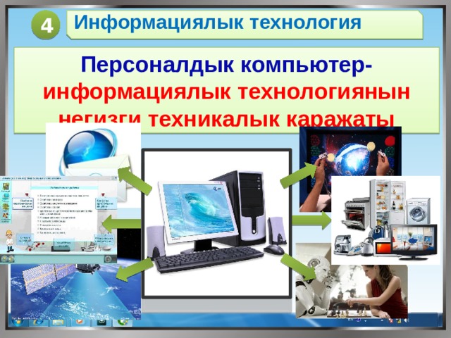 4 Информациялык технология Персоналдык компьютер- информациялык технологиянын негизги техникалык каражаты 