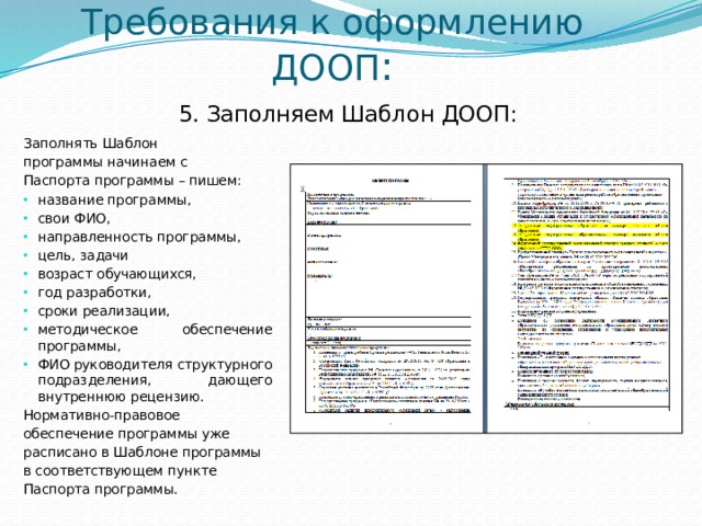 Паспорт программы дополнительного образования образец