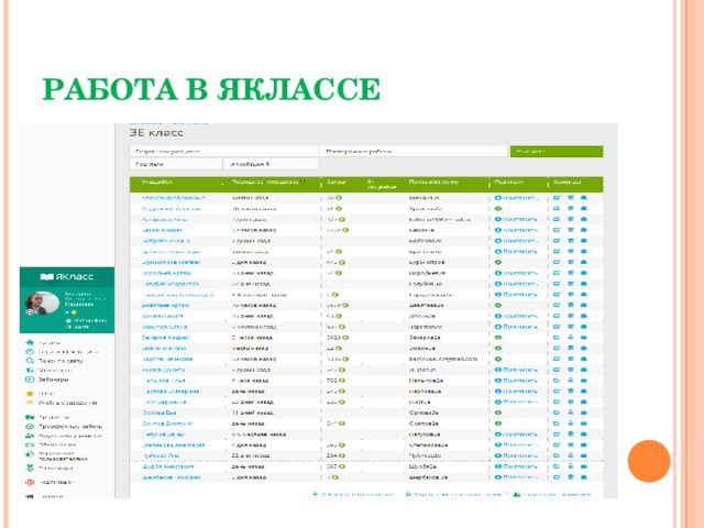 РАБОТА В ЯКЛАССЕ 