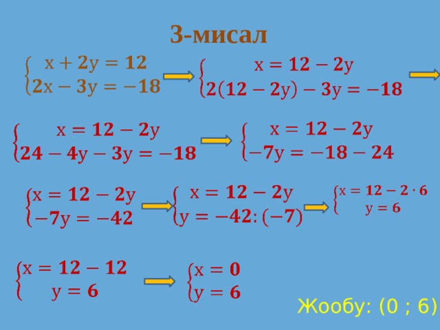 3-мисал                      Жообу: (0 ; 6) 