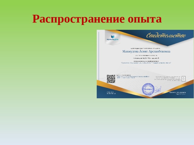 Распространение опыта 