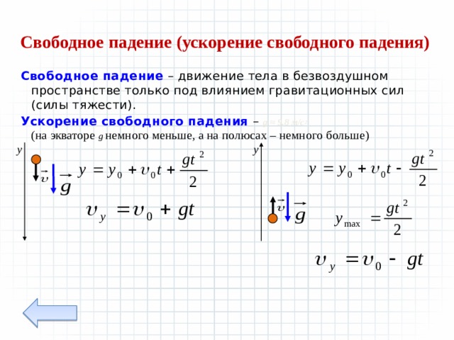 С каким ускорением падает