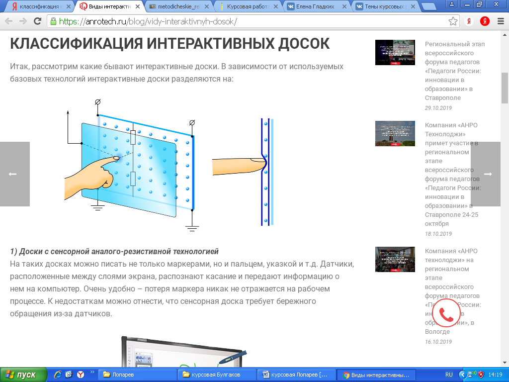 Использование интерактивной доски курсовая