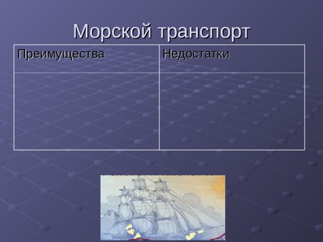 Морской транспорт Преимущества Недостатки 