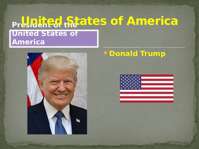 United States of America President of the United States of America Donald Trump 