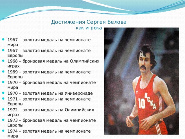 Достижения Сергея Белова  как игрока