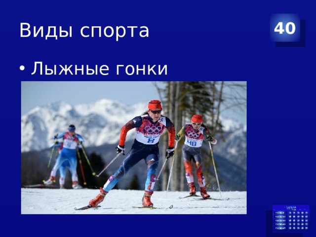 Виды спорта 40 Лыжные гонки 
