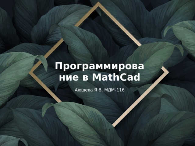 Программирование в MathCad Аюшева Я.В. МДМ-116 