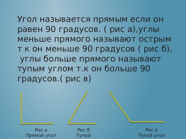 Углы меньше 90 градусов