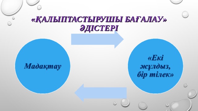  «ҚАЛЫПТАСТЫРУШЫ БАҒАЛАУ»  ӘДІСТЕРІ 