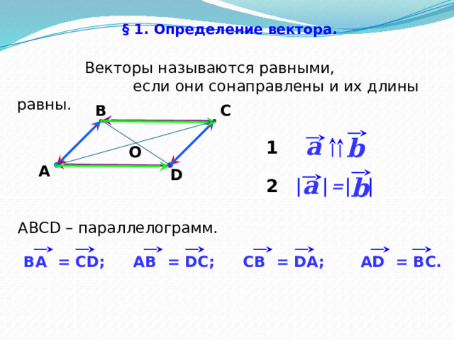 Векторы называются равными если