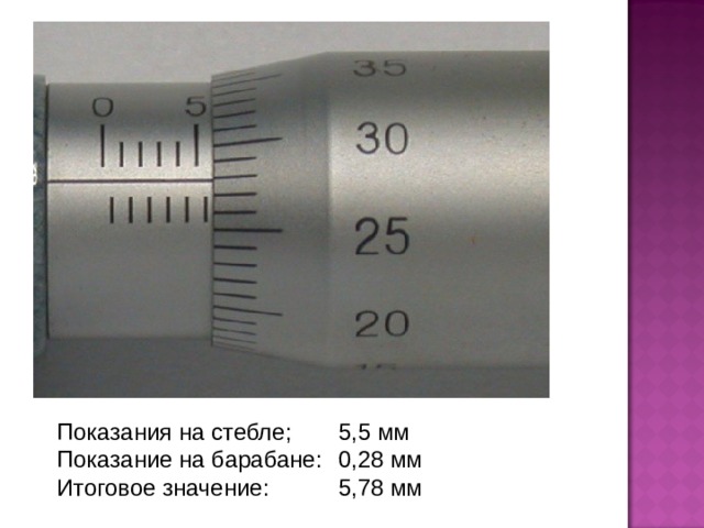 Как определить показания микрометра по рисунку