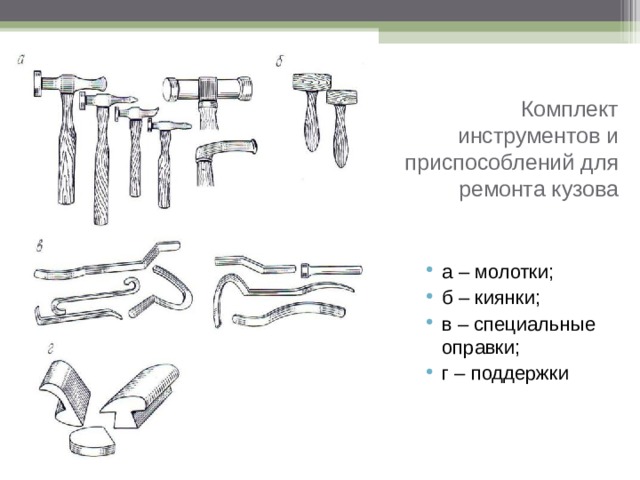 Перечислите название изображенных на рисунке инструментов слесарное дело