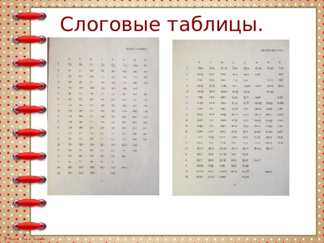 Слоговые таблицы.