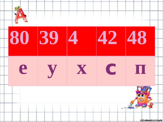 80 39 е 4 у 42 х 48 с п 