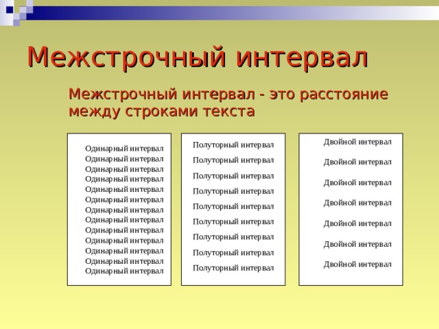 Двойной это. Одинарный межстрочный интервал. Полуторный межстрочный интервал. Двойной межстрочный интервал. Междустрочный интервал одинарный.