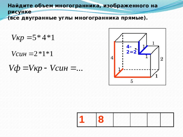 Егэ найдите объем многогранника изображенного на рисунке